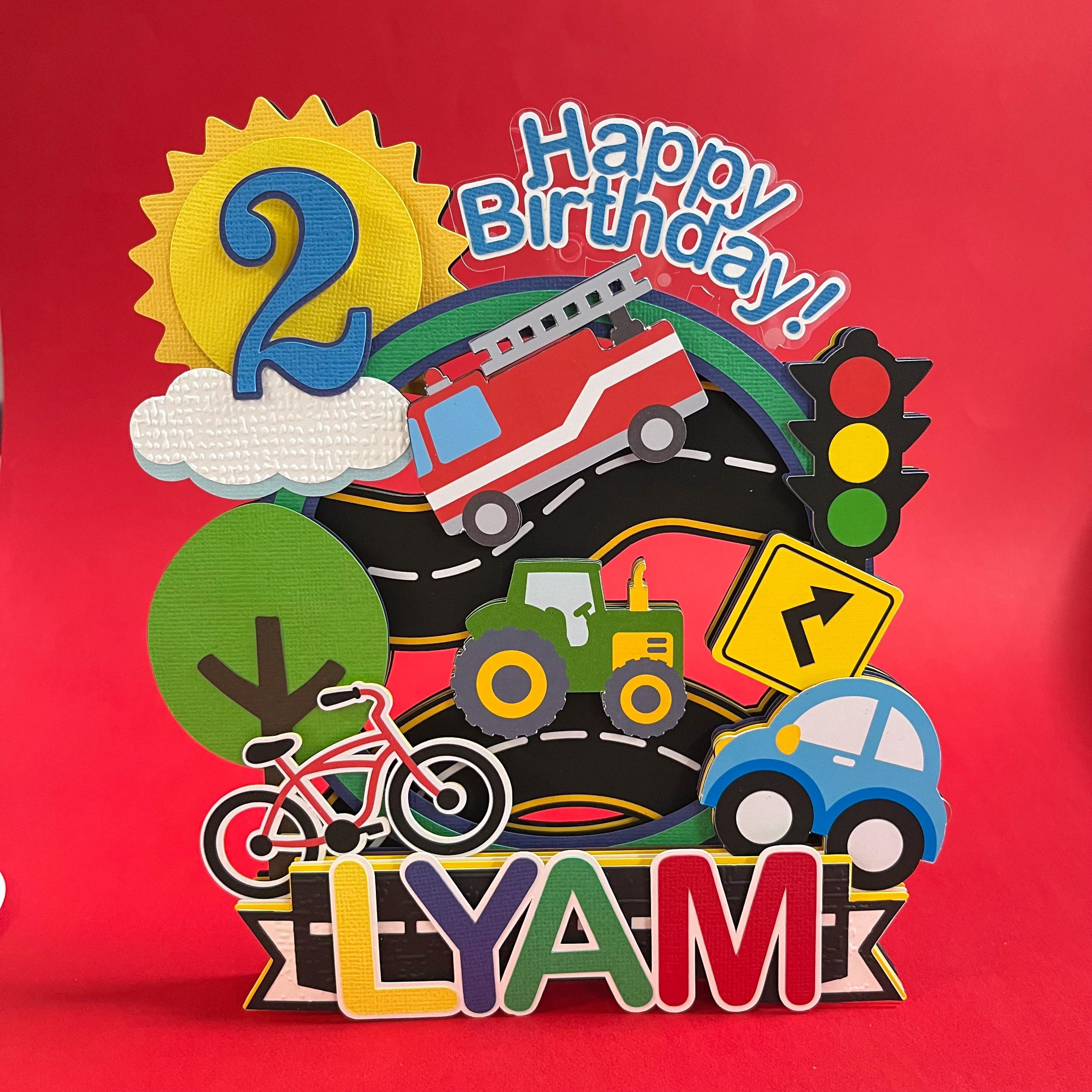 Trucks Happy Birthday Kuchenaufsatz – Transport-Thema Dekoration Für Kindergeburtstage