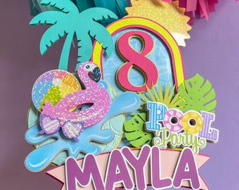 Pool Party Cake Topper: 3D Summer Birthday Decoration