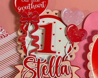 Our Little Sweetheart is One Cake Topper Valentine Birthday Coquette Valentine's Day Decorations