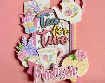 Tea for Two Second Birthday Cake Topper Tea Party Decoration