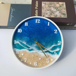 Ocean Resin Wall Clock | Personalized Coastal Beach Decor | Handmade in Thailand | 11in Round Clock