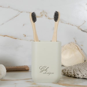 Einfarbiger cremefarbener Zahnbürstentopf, minimalistischer Zahnpastahalter – Designer-Badezimmeraccessoire, moderner und praktischer Becher