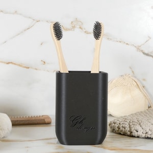 Minimalist Black Toothbrush Holder - Modern Bathroom Storage - Shower and Toilet Organization - Handmade Decor Gift