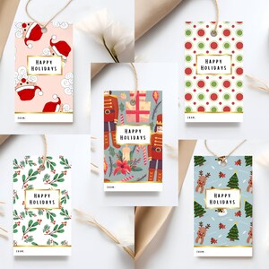Set of 5 Digital Printable Christmas Tags | Holiday Gift Tags | Instant Download | Festive Tag Designs for Gifts | DIY Christmas Decorations