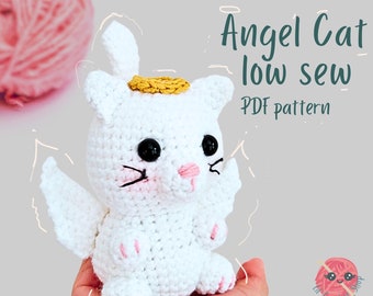 Angel Cat Amigurumi Crochet Pattern: Low Sew Plushie (Digital PDF)