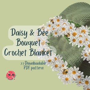 Blumenstrauß Decke Häkelanleitung Bee and Daisy Häkeldecke Muster einfach Anfänger Viral Pattern PDF DYI Häkeln Geschenk