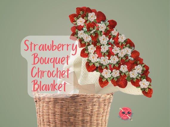 花束のかぎ針編みパターン イチゴのかぎ針編みブランケットパターン