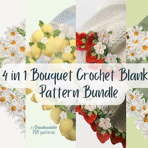 4 in 1 Blumenstrauß Decke Muster Bündel Blumenstrauß Decke Häkelanleitungen Gänseblümchen Häkeldecke Anfängerfreundlich Niedlich PDF Muster Geschenk