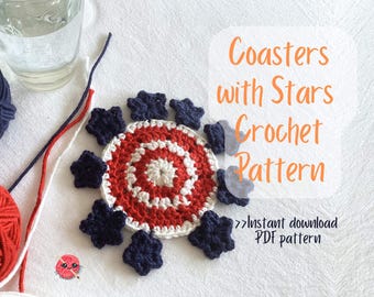 ジャスミンの円形コースターのかぎ針編みパターン：初心者向け（PDF