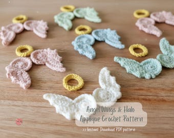Schema all'uncinetto per ali d'angelo, applicazione Halo facile e veloce, ciondolo per borsa da appendere allo specchietto dell'auto, decorazioni fai da te per matrimoni, ali amigurumi, decorazioni natalizie