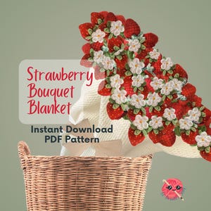 Strauß Decke Häkelanleitung Blumenstrauß Decke-Muster Einfach anfängerfreundlich Erdbeere Häkelanleitung Geschenk