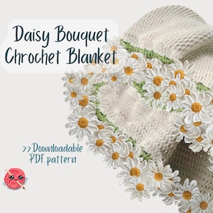 Häkelanleitung Flower Bouquet Häkelanleitung Daisy Häkeldecke Decke Muster Einfach Einsteiger Häkelanleitung Süße Gänseblümchen PDF PDF DYI Häkeldecke