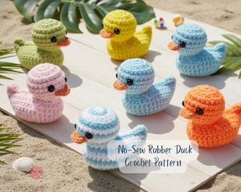 Gummiente Häkelmuster, süßes Amigurumi Häkelmuster, schnelles einfaches Projekt, Auto-Anhänger, Taschenanhänger, Kinderzimmerdeko, Geschenk zum Selbermachen