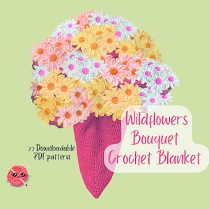 Daisy Blanket Pattern Flower Bouquet Blanket Crochet Pattern Easy Wildflower Blanket Crochet Pattern Crochet Throw Pattern Room Decor Gift