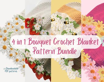 4 in 1 ブーケブランケットパターンバンドル フラワーブーケ