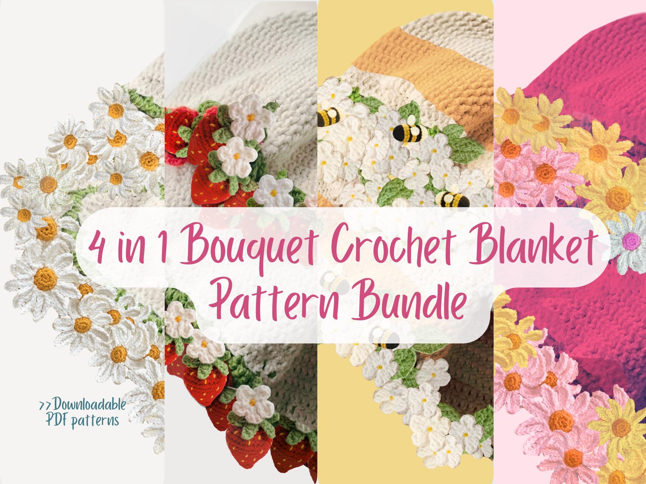 4 in 1 ブーケブランケットパターンバンドル フラワーブーケ