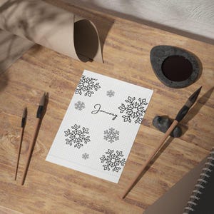 January title page Bullet journal Printable calendar January cover page Colouring page