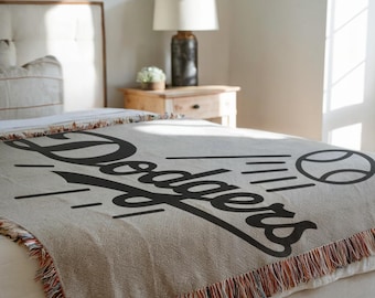 Manta tejida de los Dodgers de Los Ángeles de la MLB, regalo para fanáticos del béisbol, decoración del hogar, manta de estadio, recuerdos deportivos, manta acogedora, manta tejida, deporte
