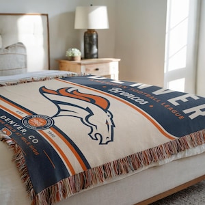 Denver Broncos American Football League Woven Blanket, 100% Cotton Throw