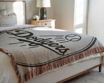 Manta tejida de los Dodgers de Los Ángeles, ideal para aficionados al béisbol