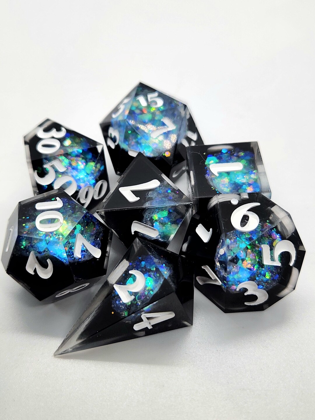 Starlight Geode 7pc Sharp Edge Dice Set - Etsy