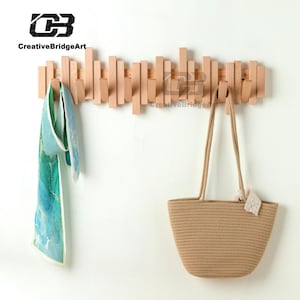 Modern Entryway Organizer: Handmade Wooden Coat Rack with Magnetic Open - Close for Hassle - Free Setup