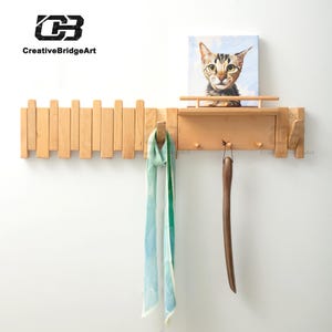 Coat rack,Coat rack with shelf,Multi-functional entryway storage rack,Handmade with natural cherry wood,Wall decorative rack,Easy to install