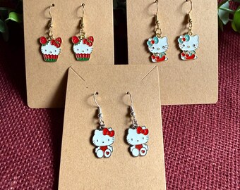 Anime Kawaii Kitty Charm Earrings