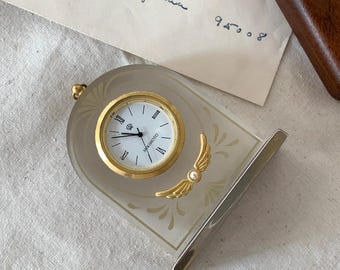 Mikimoto International Pearl Desk Clock-resin, Gilt-art Nouveau