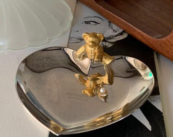 MIKIMOTO ジュエリースタンド　ベアー　SILVER Mikimoto Jewelry Accessories Tray Silver Heart Golden Bear