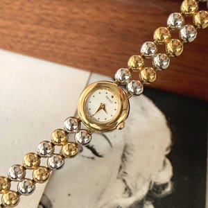 Vintage SEIKO 80&#39;s watch ball bead Gold & Silver Tone Japan Made quartz watch