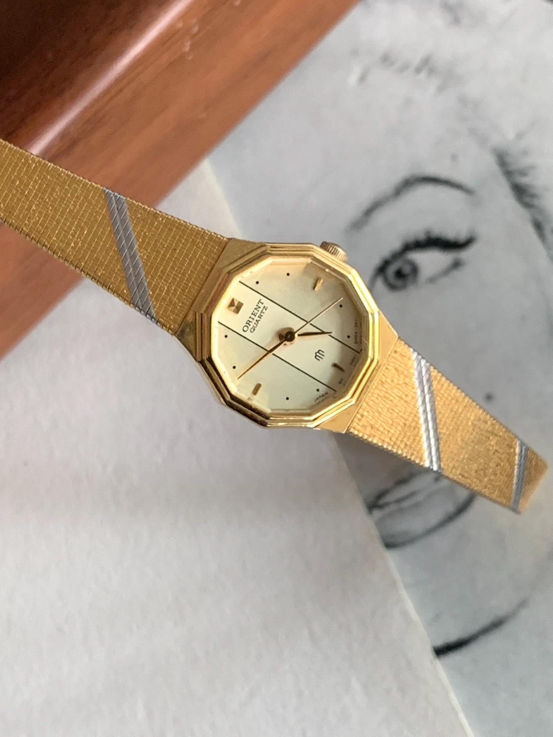 Vintage ORIENT Gold and Silver Tone Japan Made Quartz Watch