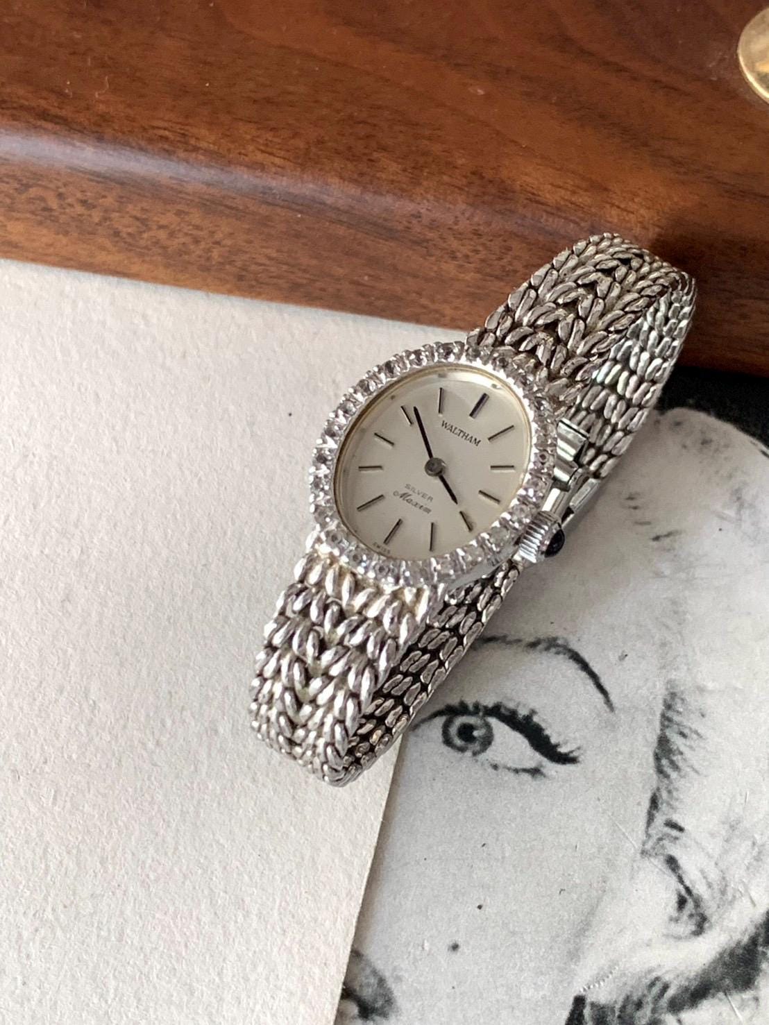 WALTHAM Silver 925 Vintage Mechanical Hand Wind Swiss Made , 925 