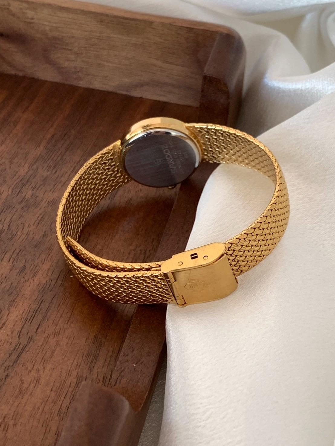 Vintage SANDOZ Gold Tone Swiss Made Quartz Gold Watch  display picture 3