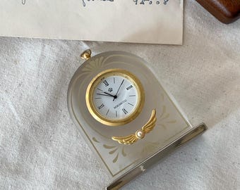 Mikimoto International Pearl Desk Clock-resin, Gilt-art Nouveau
