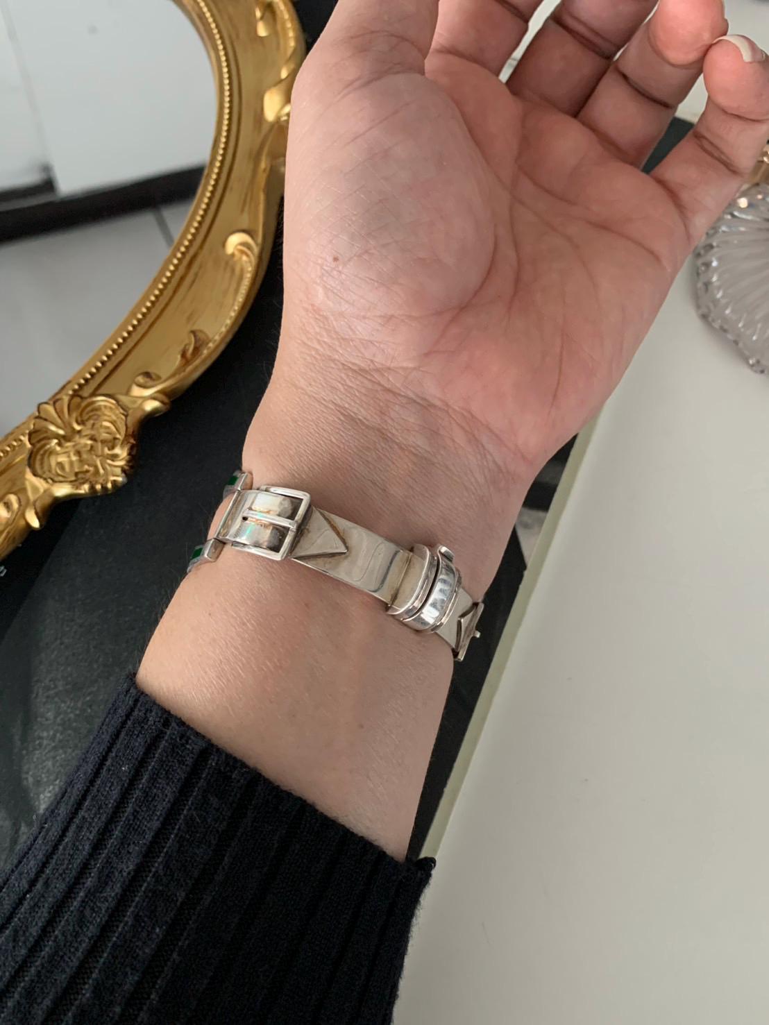 Rare Gucci Vintage 925 Sterling Silver , Green Enamel Watch