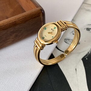 Vintage Color Club  Gold Tone Metal Women  Watch, Cuff Bangle Watch, Ladies Wrist Watch Quartz watch, swiss made