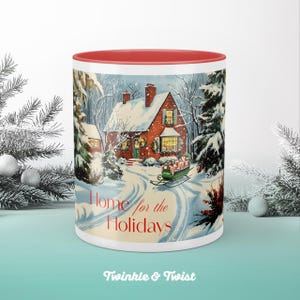 Christmas mug, Home for the holidays mug,  Vintage Christmas Mug, Christmas Gift Idea, Stocking Stuffer, Retro Holiday Decor