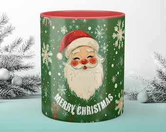 Christmas mug, Santa Clause, Vintage Santa mug, Vintage Christmas Mug, Christmas Gift Idea, Stocking Stuffer, Retro Holiday Decor