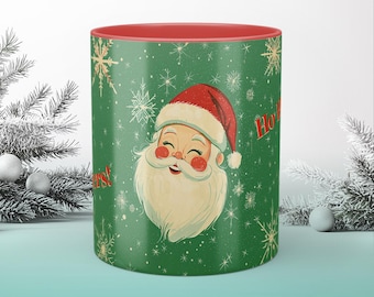 Christmas mug, Santa Clause, Vintage Santa mug, Vintage Christmas Mug, Christmas Gift Idea, Stocking Stuffer, Retro Holiday Decor