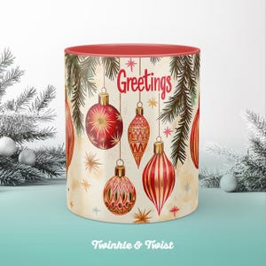 Christmas mug, Vintage Christmas Mug, Stocking Stuffer, Retro Holiday Decor, Coffee Mug for the Holidays, Holiday Tea Mug, Nostalgia,