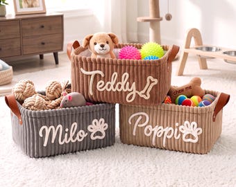 Personalized Dog Toy Box - Corduroy Dog Toy Basket , Accessories for Dogs