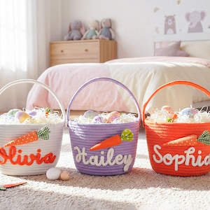 Personalized Easter Basket: Custom Name with Carrot Basket for Kids