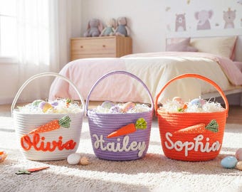 Personalized Easter Basket: Custom Name with Carrot Basket for Kids
