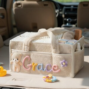 Personalized Baby Diaper Caddy: Custom Name With Bear ,baby Shower Gift ...