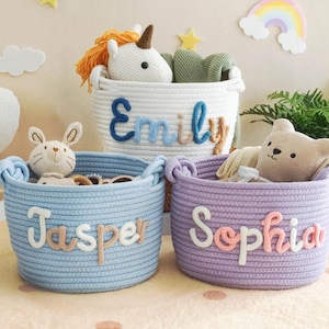 Babyparty-Geschenk-Korb, personalisiertes Baby-Geschenk, Baby-Namensgeschenk, Baby-Mädchen-Geschenk, Baby-Jungen-Geschenk, Aufbewahrungskorb, neugeborenes Geschenk