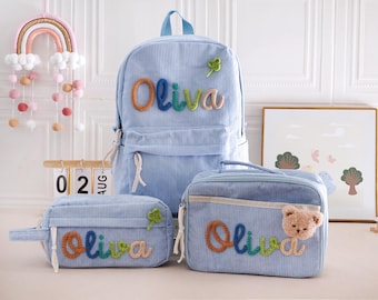 Custom Backpack/Lunchbag/Pencil Case Set, Personalized Back to School Kit,Toddler Book Bag,Gift For Kids, Birthday Gift For Boys