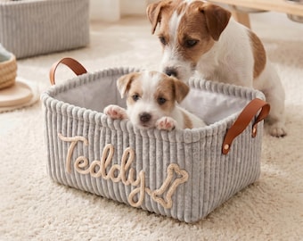 Personalisierte Hunde Leckerbissen & Spielzeug Aufbewahrungsbox, Name Haustierkorb für Hundemama Geschenk