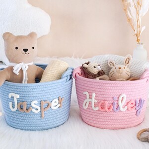 Baby-Dusche-Geschenk-Korb, personalisierte Baby Geschenk Kinderzimmer Dekor Korb, Baby Namen Geschenk, Baby Girl Geschenk, Baby Jungen Geschenk, Aufbewahrungskorb, Neugeborenen Geschenk