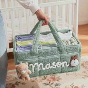 Personalized Baby Diaper Caddy: Custom Name With Bear ,baby Shower Gift ...